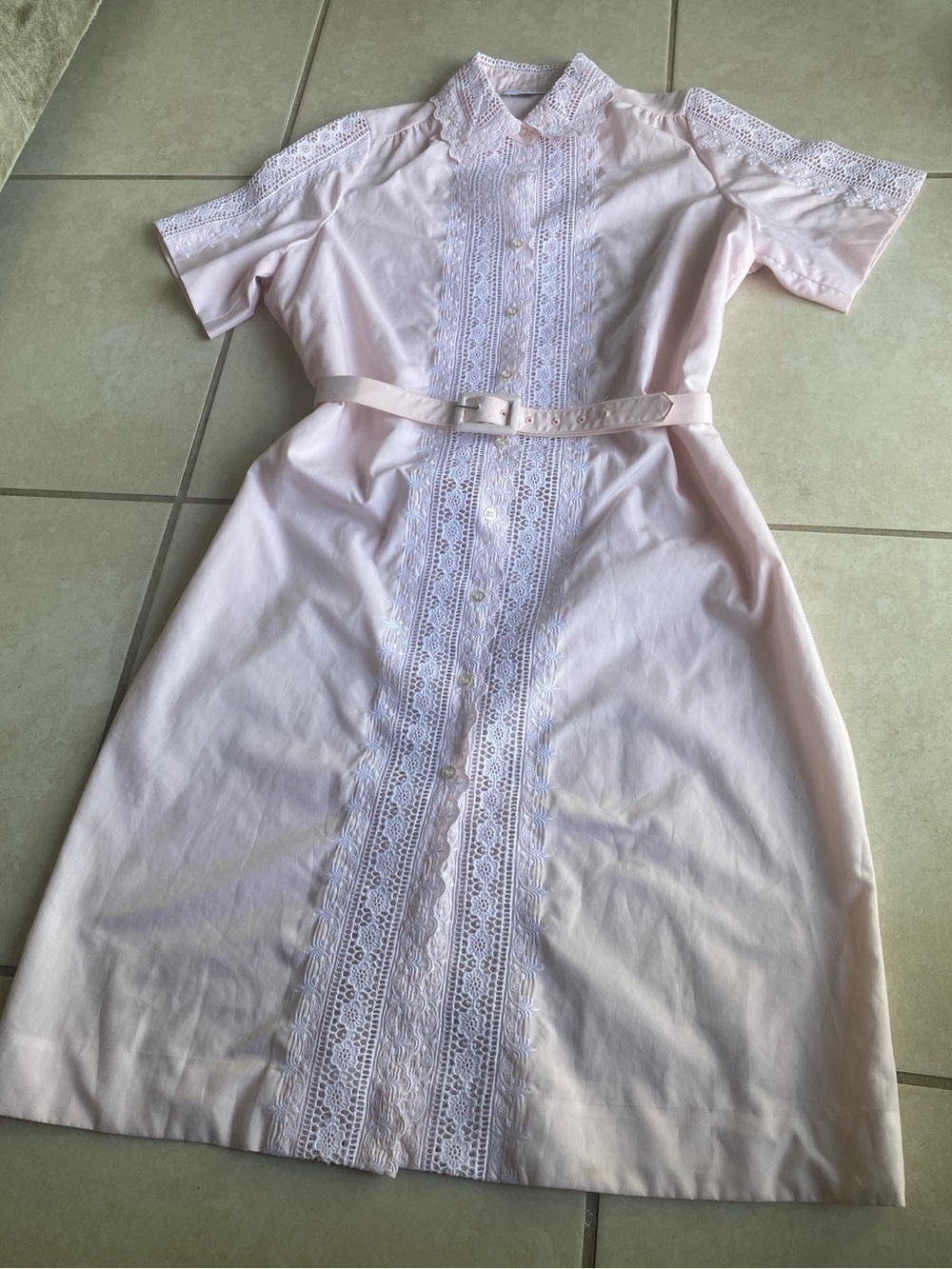 Vintage Serbin of Florida Midi Shirtdress Baby Pink - Picture 2 of 8